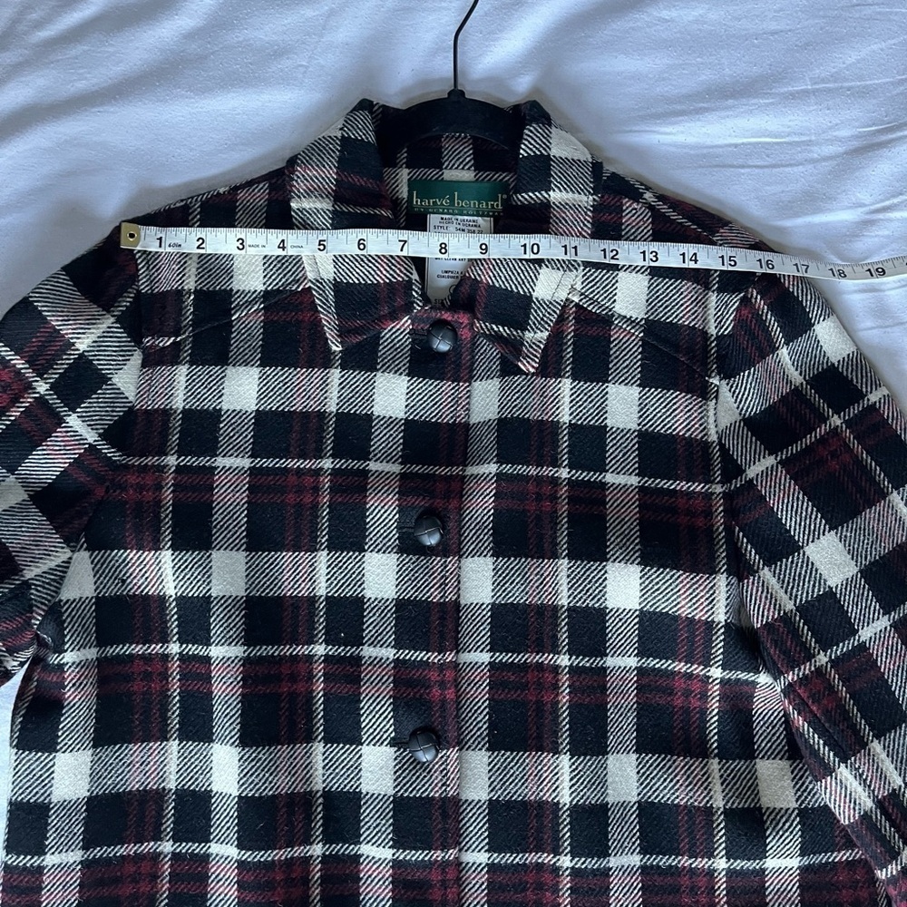 VTG Harve Benard Plaid Wool Tweed Cabin Core Black/Red Chore/Barn Coat Sz 12 GUC - Picture 8 of 16